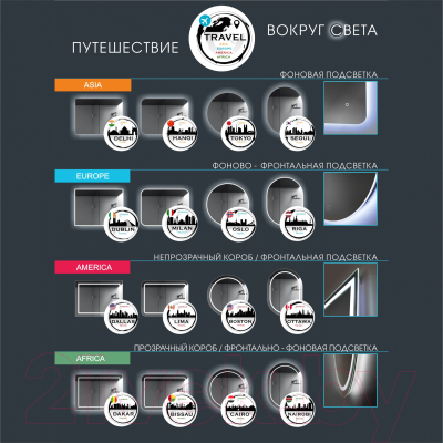 Зеркало Алмаз-Люкс Lima 8060d-6 (с подсветкой)