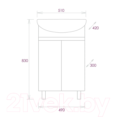 Тумба под умывальник Onika Милтон 50 (105036)