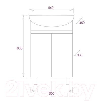Тумба под умывальник Onika Милтон 55 (105560)