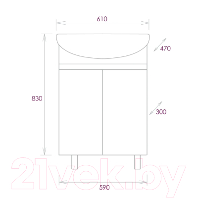 Тумба под умывальник Onika Милтон 60 (106146)