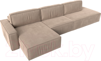 Диван угловой Лига Диванов Прага Модерн Лонг левый (велюр бежевый)