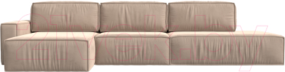 Диван угловой Лига Диванов Прага Модерн Лонг левый (велюр бежевый)