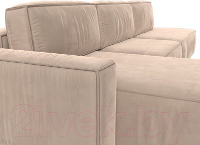 Диван угловой Лига Диванов Прага Модерн Лонг левый (велюр бежевый)
