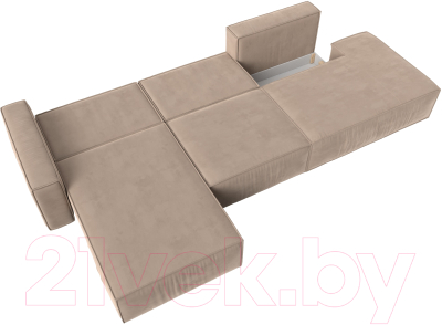 Диван угловой Лига Диванов Прага Модерн Лонг левый (велюр бежевый)