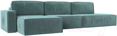 Диван угловой Лига Диванов Прага Модерн Лонг левый (велюр бирюзовый) - фото