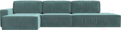 Диван угловой Лига Диванов Прага Модерн Лонг левый (велюр бирюзовый)