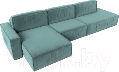 Диван угловой Лига Диванов Прага Модерн Лонг левый (велюр бирюзовый)