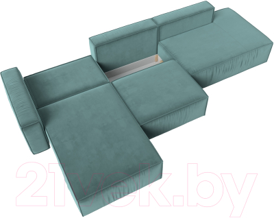 Диван угловой Лига Диванов Прага Модерн Лонг левый (велюр бирюзовый)