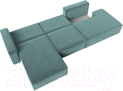 Диван угловой Лига Диванов Прага Модерн Лонг левый (велюр бирюзовый)