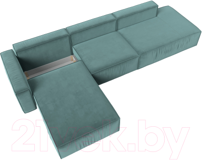 Диван угловой Лига Диванов Прага Модерн Лонг левый (велюр бирюзовый)