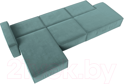 Диван угловой Лига Диванов Прага Модерн Лонг левый (велюр бирюзовый)