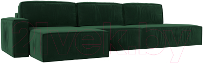 Диван угловой Лига Диванов Прага Модерн Лонг левый (велюр зеленый) - фото