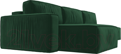 Диван угловой Лига Диванов Прага Модерн Лонг левый (велюр зеленый)