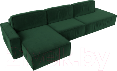 Диван угловой Лига Диванов Прага Модерн Лонг левый (велюр зеленый)
