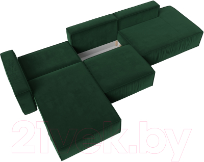 Диван угловой Лига Диванов Прага Модерн Лонг левый (велюр зеленый)