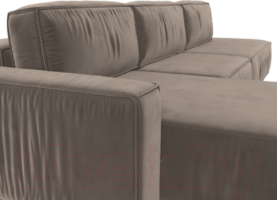 Диван угловой Лига Диванов Прага Модерн Лонг левый (велюр коричневый)