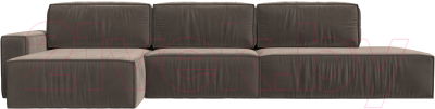 Диван угловой Лига Диванов Прага Модерн Лонг левый (велюр коричневый)