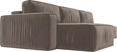 Диван угловой Лига Диванов Прага Модерн Лонг левый (велюр коричневый)