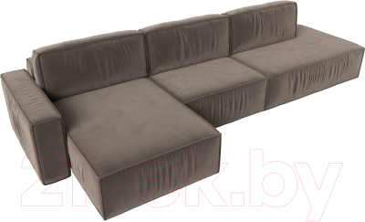 Диван угловой Лига Диванов Прага Модерн Лонг левый (велюр коричневый)