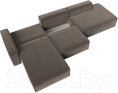 Диван угловой Лига Диванов Прага Модерн Лонг левый (велюр коричневый)