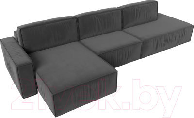 Диван угловой Лига Диванов Прага Модерн Лонг левый (велюр серый)