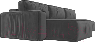 Диван угловой Лига Диванов Прага Модерн Лонг левый (велюр серый)