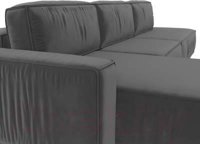 Диван угловой Лига Диванов Прага Модерн Лонг левый (велюр серый)