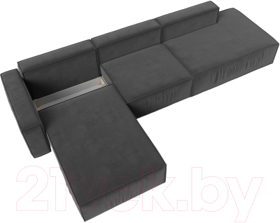 Диван угловой Лига Диванов Прага Модерн Лонг левый (велюр серый)