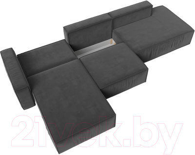 Диван угловой Лига Диванов Прага Модерн Лонг левый (велюр серый)