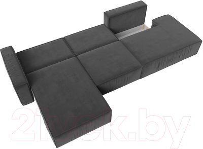 Диван угловой Лига Диванов Прага Модерн Лонг левый (велюр серый)