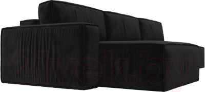 Диван угловой Лига Диванов Прага Модерн Лонг левый (велюр черный)