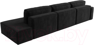 Диван угловой Лига Диванов Прага Модерн Лонг левый (велюр черный)