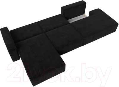 Диван угловой Лига Диванов Прага Модерн Лонг левый (велюр черный)