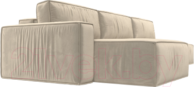 Диван угловой Лига Диванов Прага Модерн Лонг левый (микровельвет бежевый)