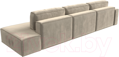 Диван угловой Лига Диванов Прага Модерн Лонг левый (микровельвет бежевый)
