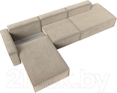 Диван угловой Лига Диванов Прага Модерн Лонг левый (микровельвет бежевый)