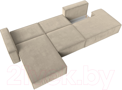 Диван угловой Лига Диванов Прага Модерн Лонг левый (микровельвет бежевый)