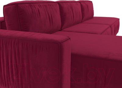 Диван угловой Лига Диванов Прага Модерн Лонг левый (микровельвет бордовый)