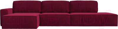 Диван угловой Лига Диванов Прага Модерн Лонг левый (микровельвет бордовый)