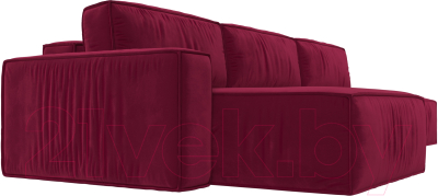 Диван угловой Лига Диванов Прага Модерн Лонг левый (микровельвет бордовый)