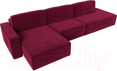 Диван угловой Лига Диванов Прага Модерн Лонг левый (микровельвет бордовый)
