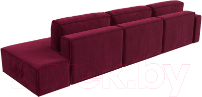 Диван угловой Лига Диванов Прага Модерн Лонг левый (микровельвет бордовый)