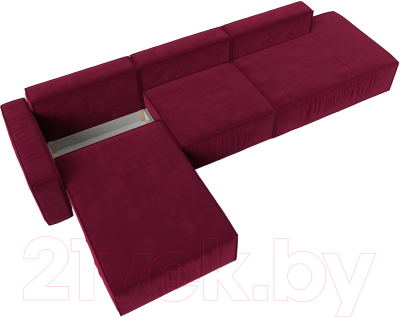 Диван угловой Лига Диванов Прага Модерн Лонг левый (микровельвет бордовый)