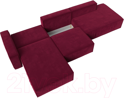 Диван угловой Лига Диванов Прага Модерн Лонг левый (микровельвет бордовый)