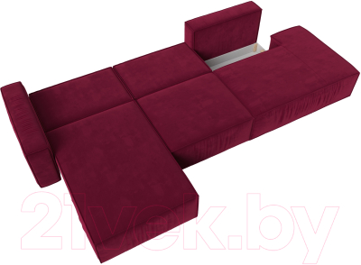 Диван угловой Лига Диванов Прага Модерн Лонг левый (микровельвет бордовый)