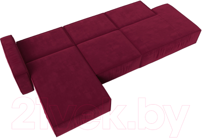 Диван угловой Лига Диванов Прага Модерн Лонг левый (микровельвет бордовый)