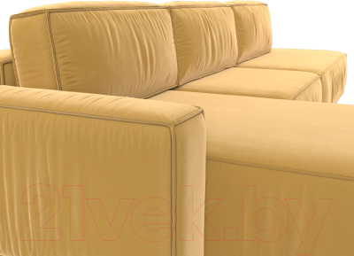 Диван угловой Лига Диванов Прага Модерн Лонг левый (микровельвет желтый)