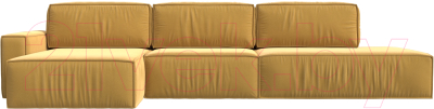 Диван угловой Лига Диванов Прага Модерн Лонг левый (микровельвет желтый)