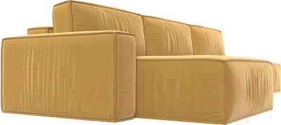 Диван угловой Лига Диванов Прага Модерн Лонг левый (микровельвет желтый)