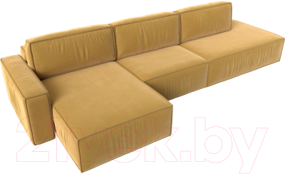 Диван угловой Лига Диванов Прага Модерн Лонг левый (микровельвет желтый)